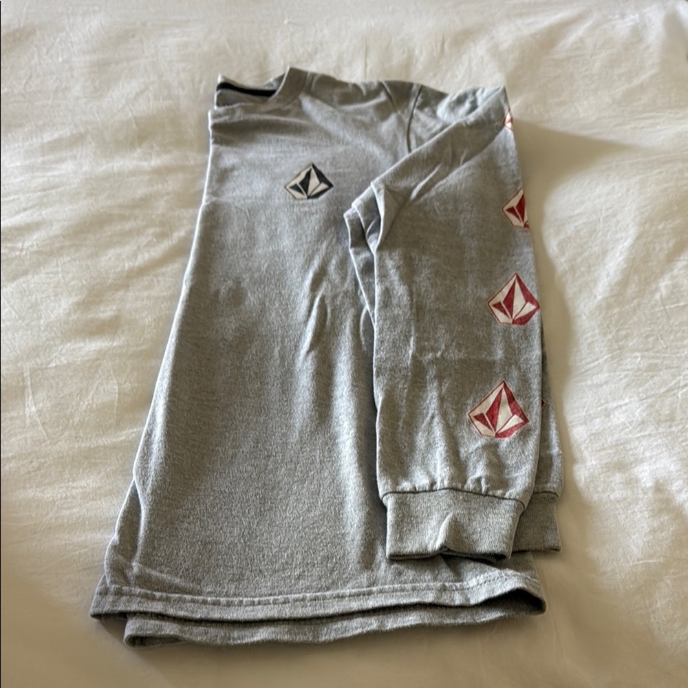Volcom Gray Long Sleeve Tee with Red Accents
